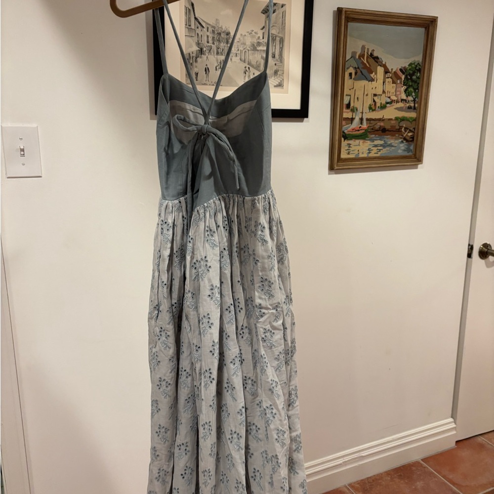 THE GREAT. Blue and White Floral Maxi Dress - Picture 3 of 4